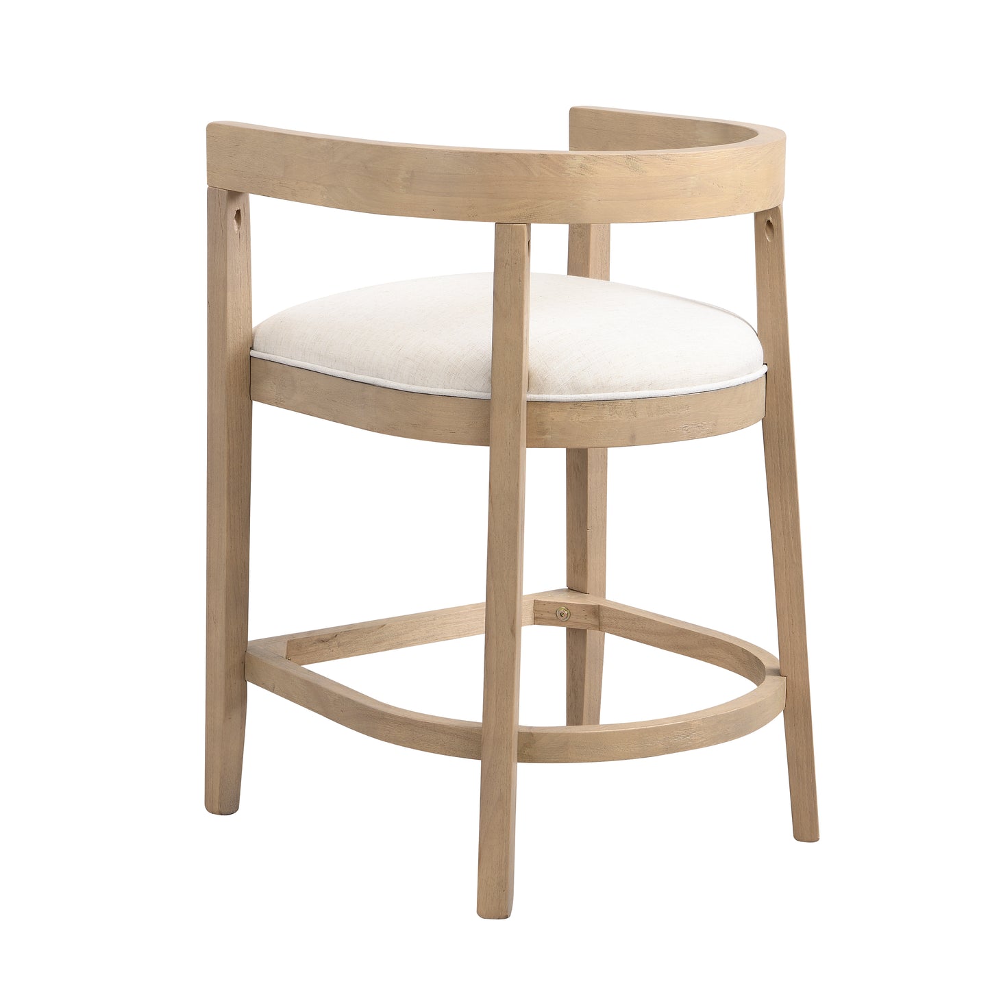 Beige Rubberwood Counter Stool Set of 2 for Kitchen Dining Room Storage