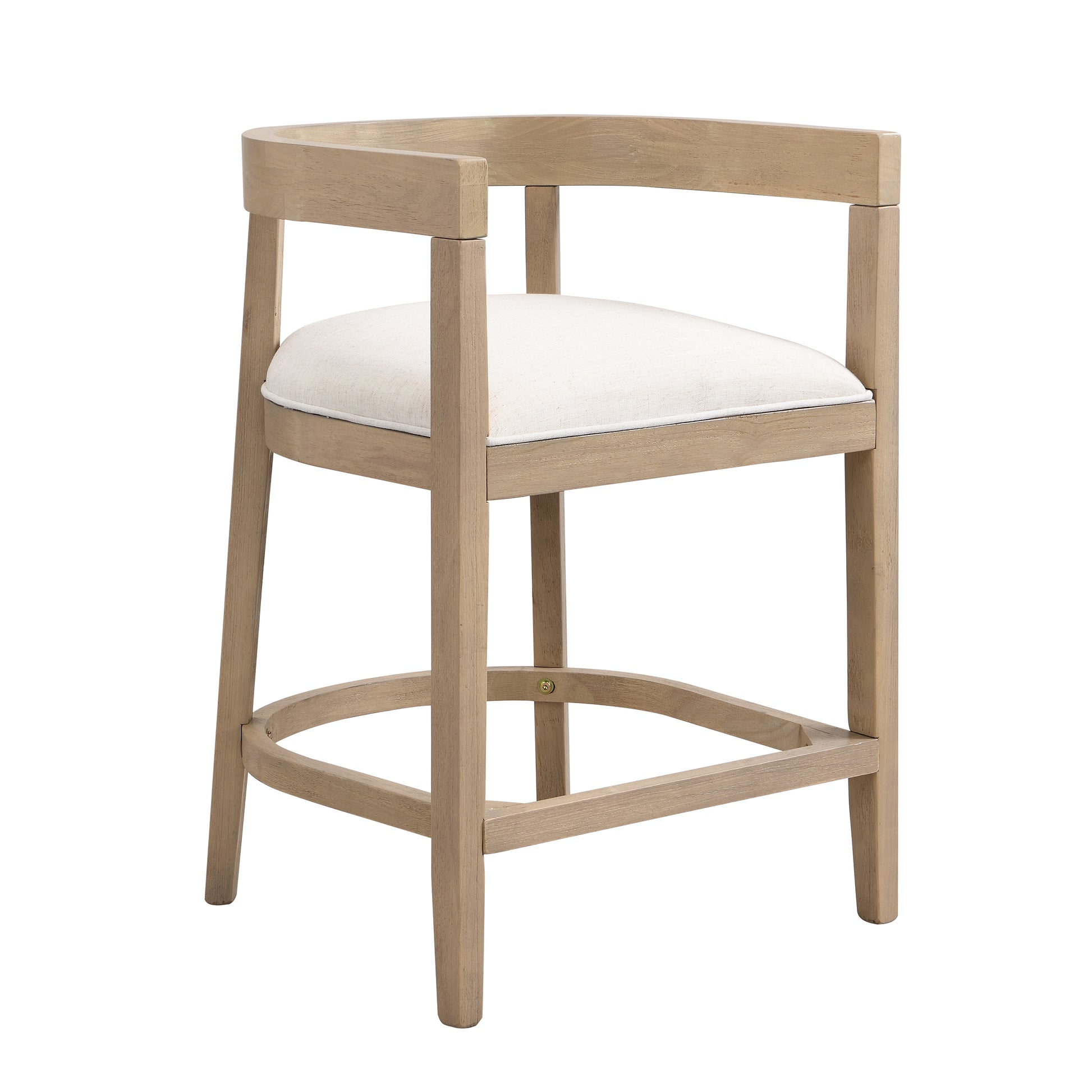 Beige Rubberwood Counter Stool Set of 2 for Kitchen Dining Room Storage