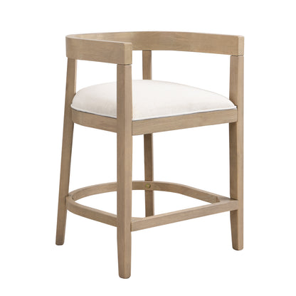 Beige Rubberwood Counter Stool Set of 2 for Kitchen Dining Room Storage