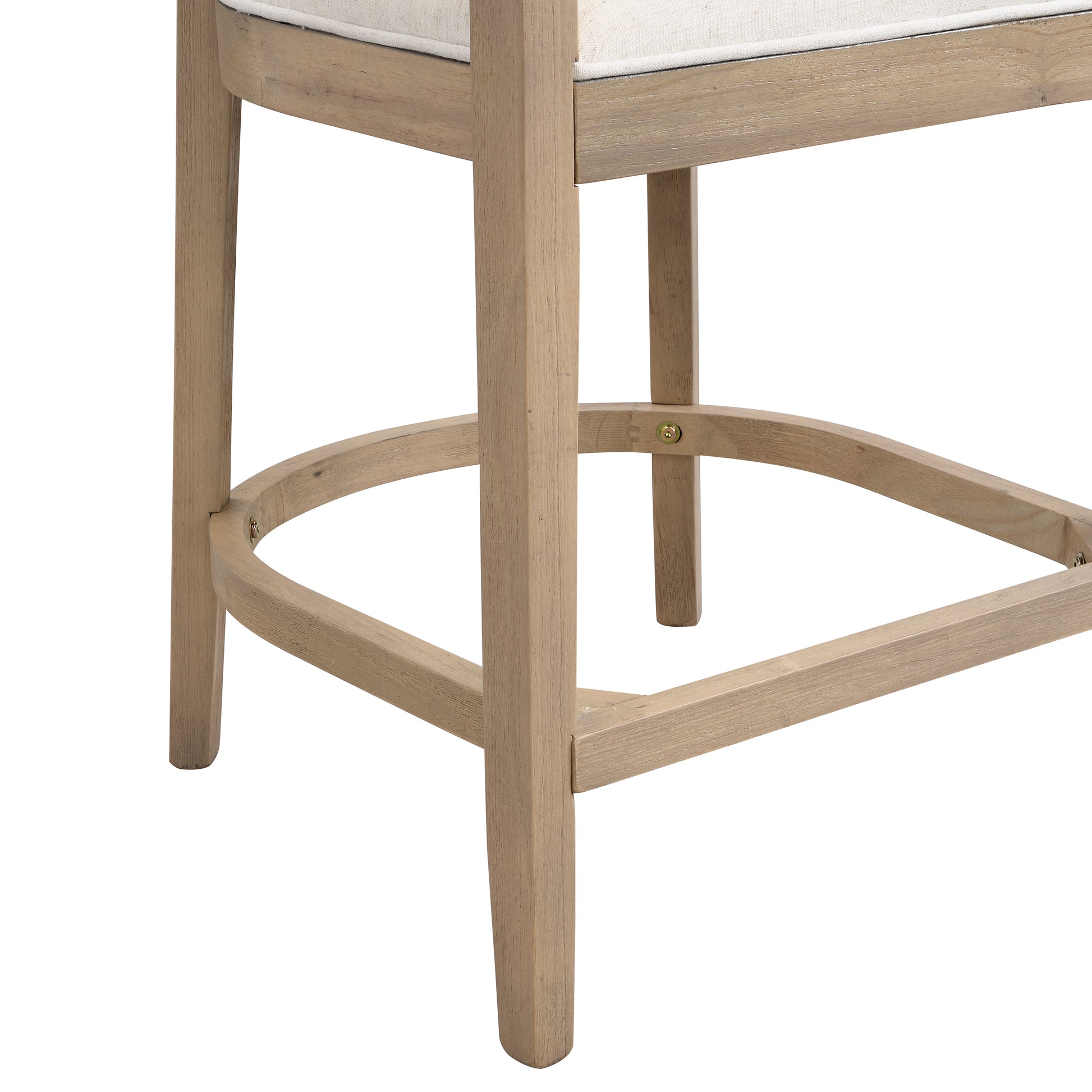 Beige Rubberwood Counter Stool Set of 2 for Kitchen Dining Room Storage