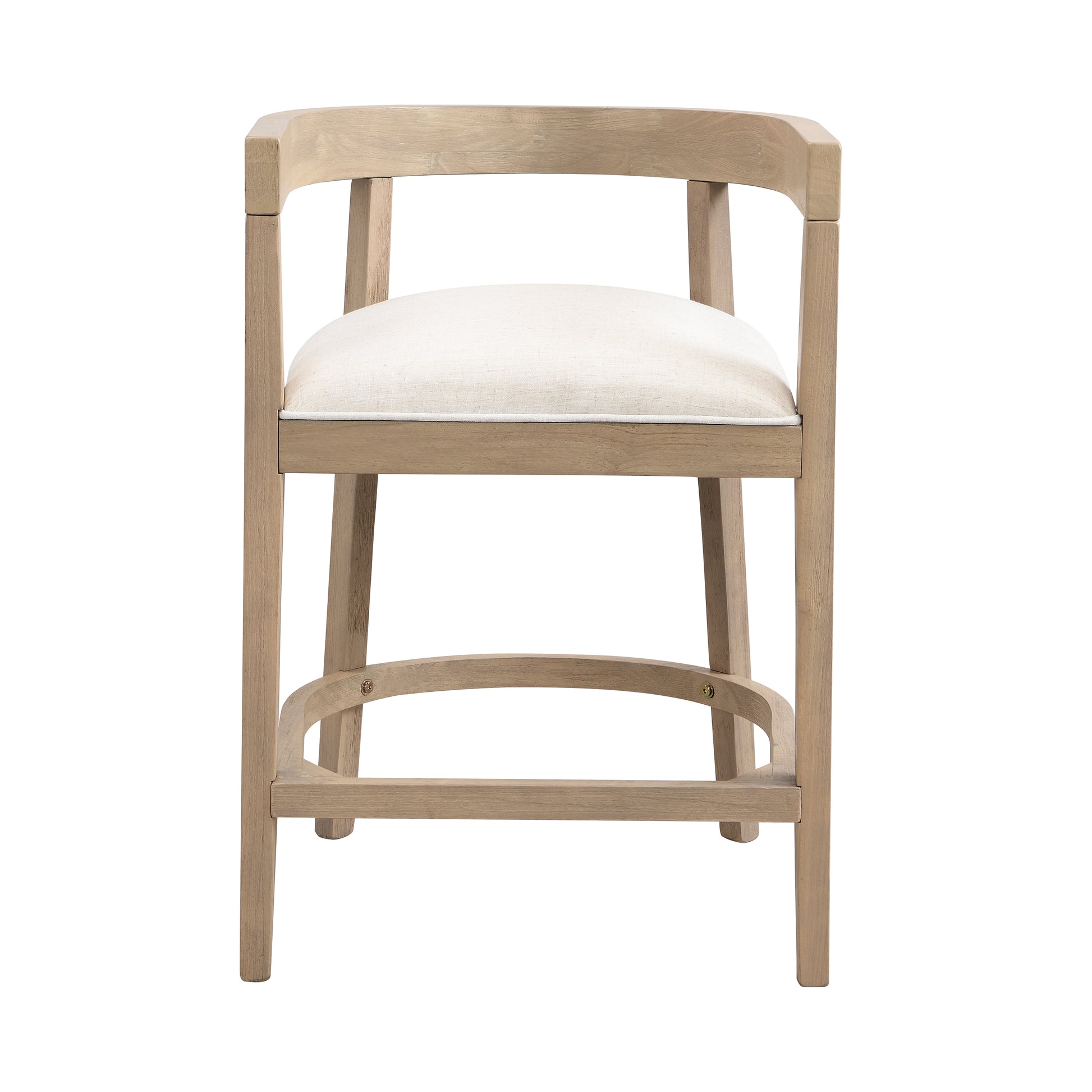 Beige Rubberwood Counter Stool Set of 2 for Kitchen Dining Room Storage