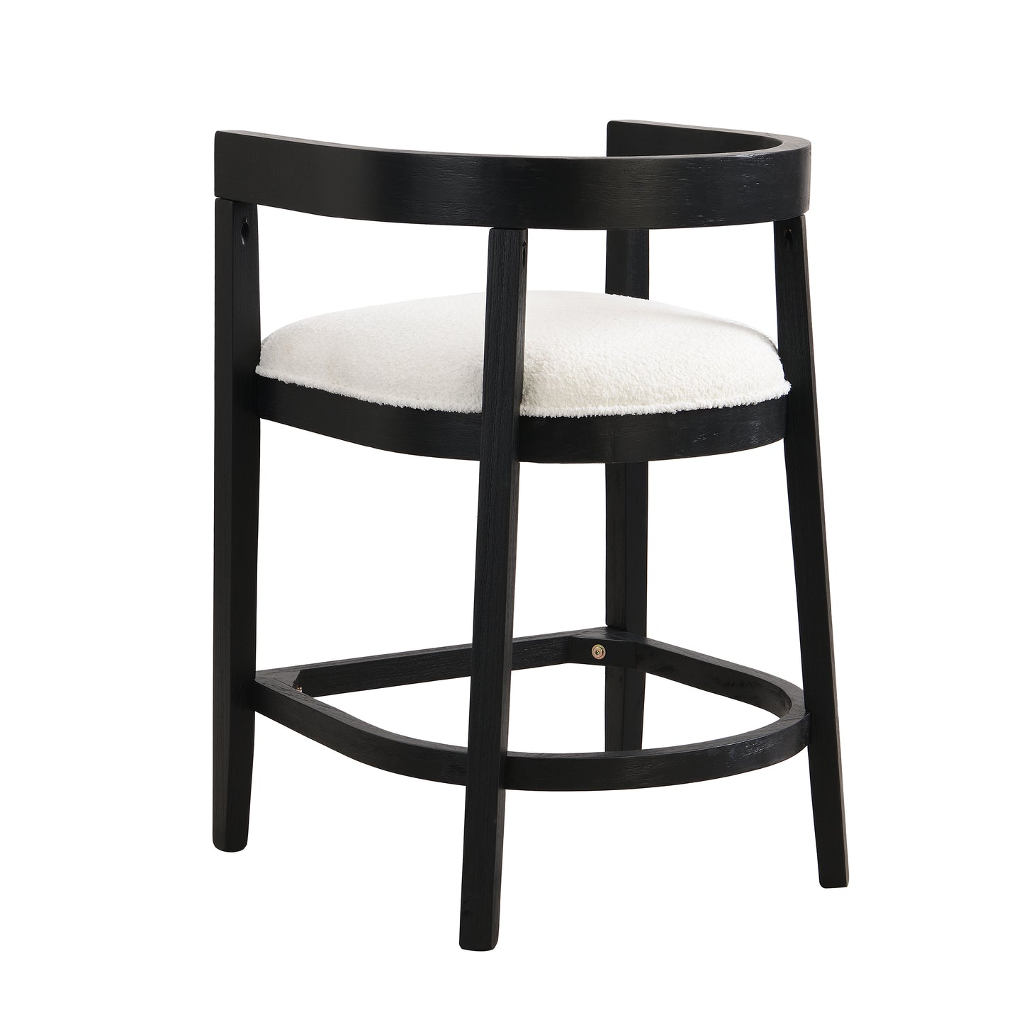 Beige Black Counter Stool Set of 2 - Rubberwood Dining Chairs for Dining Room
