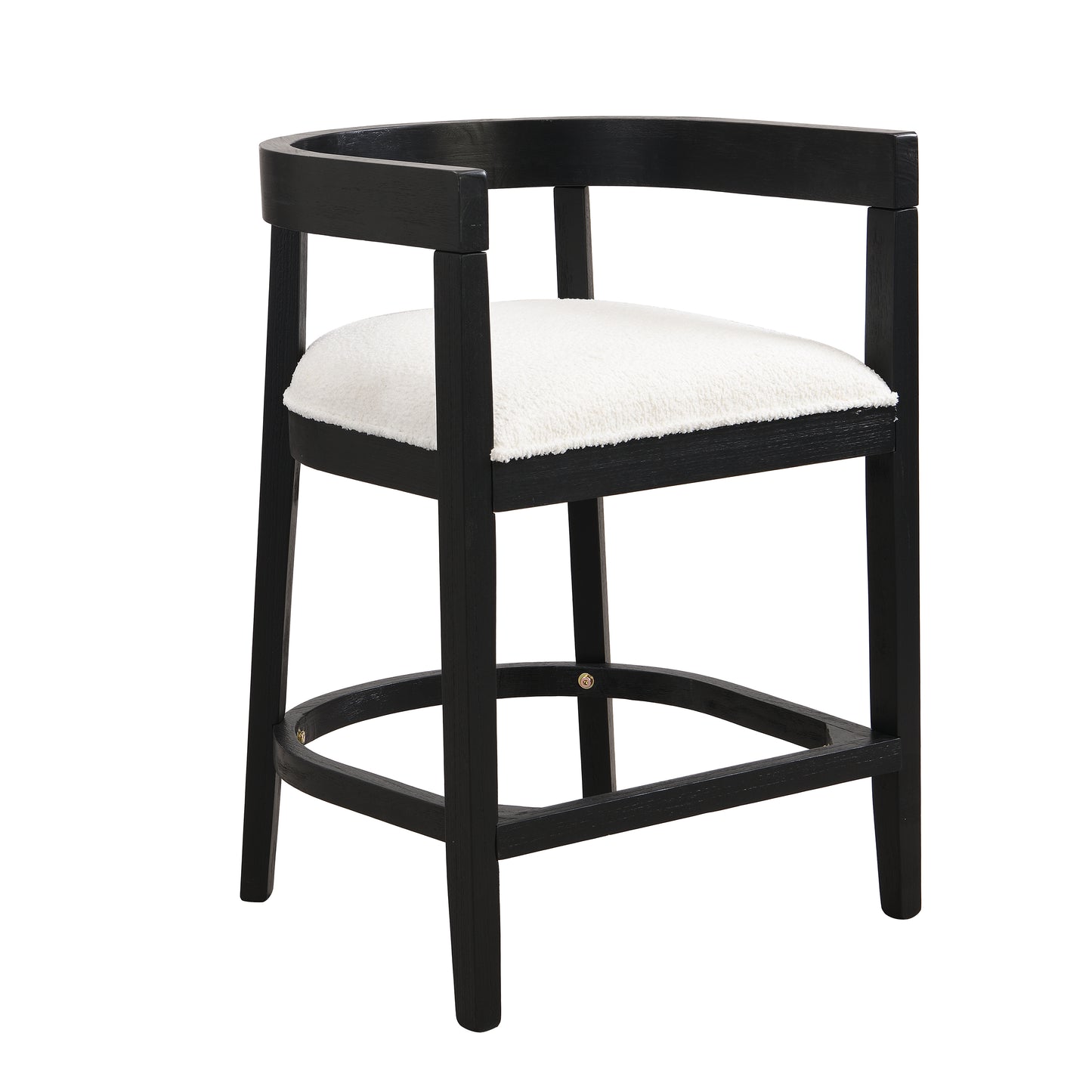 Beige Black Counter Stool Set of 2 - Rubberwood Dining Chairs for Dining Room