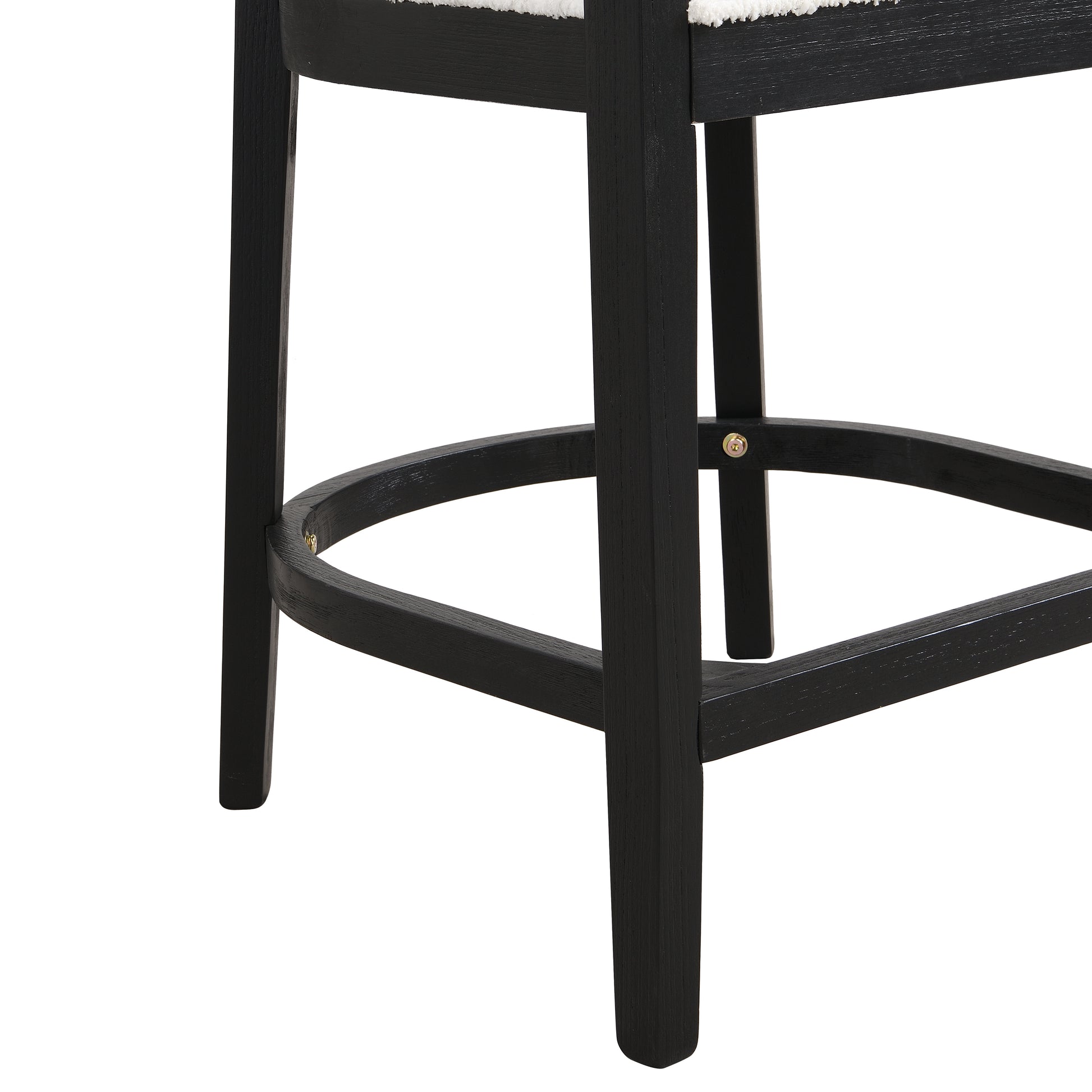 Beige Black Counter Stool Set of 2 - Rubberwood Dining Chairs for Dining Room