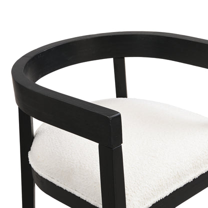 Beige Black Counter Stool Set of 2 - Rubberwood Dining Chairs for Dining Room