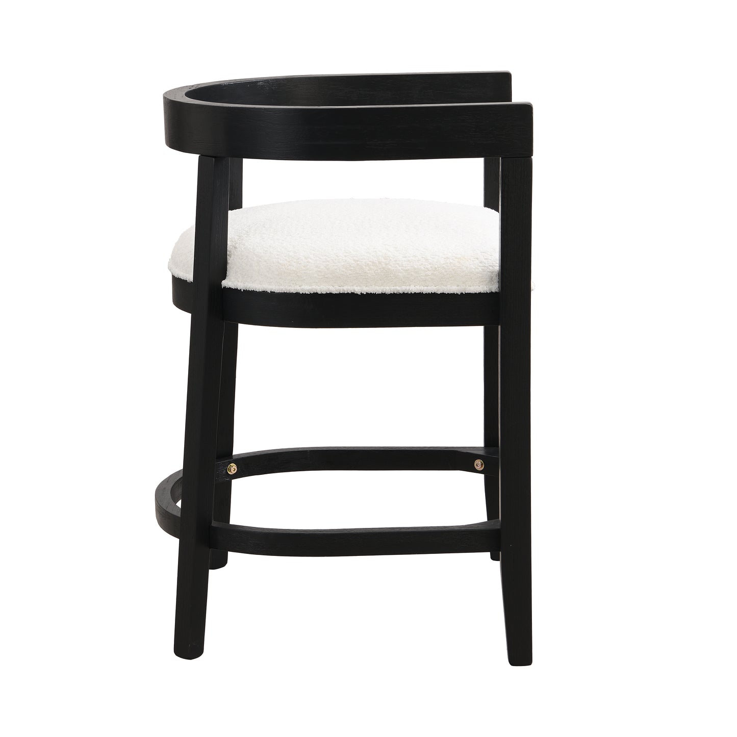 Beige Black Counter Stool Set of 2 - Rubberwood Dining Chairs for Dining Room