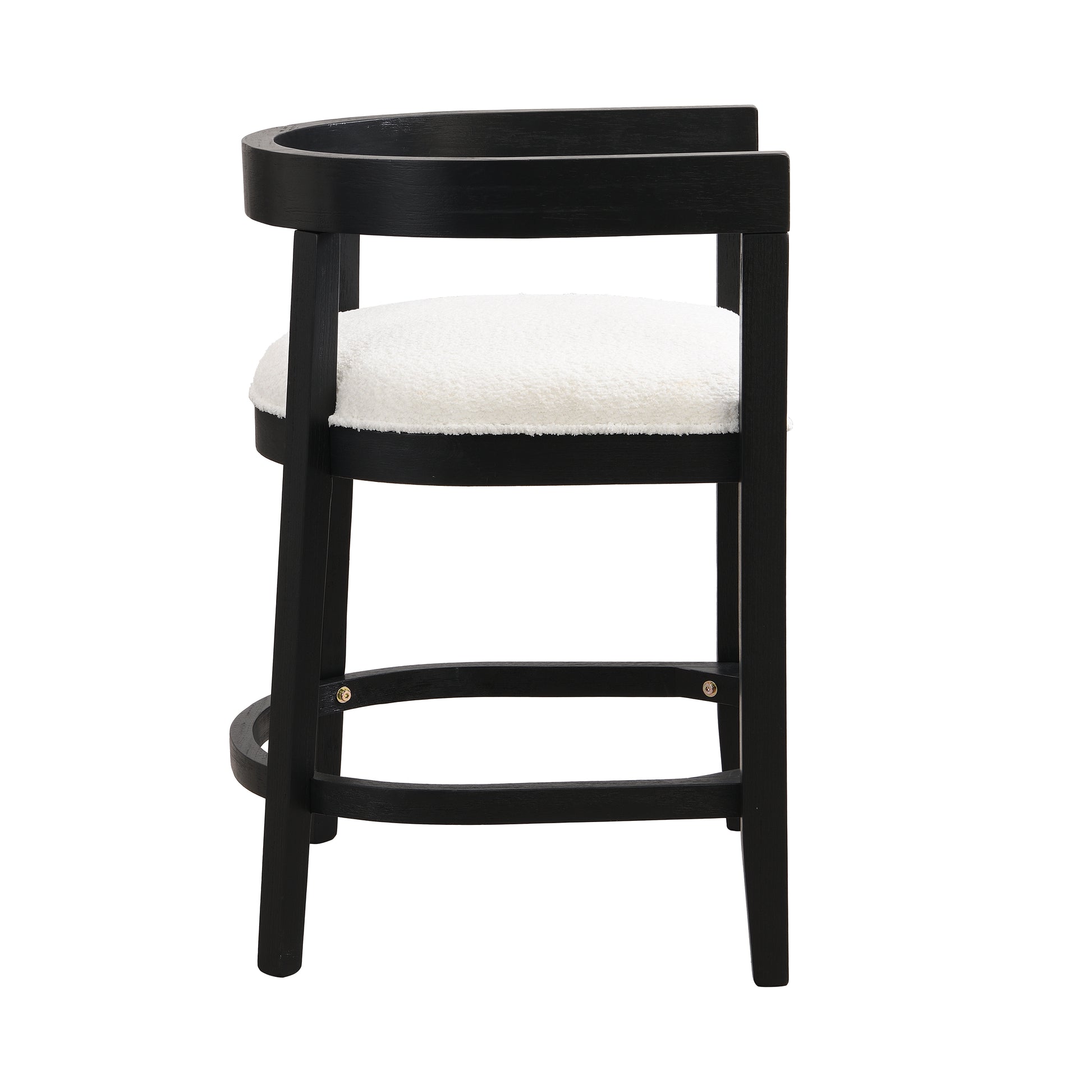 Beige Black Counter Stool Set of 2 - Rubberwood Dining Chairs for Dining Room