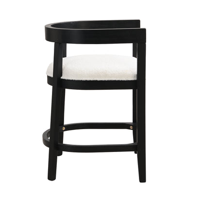 Beige Black Counter Stool Set of 2 - Rubberwood Dining Chairs for Dining Room