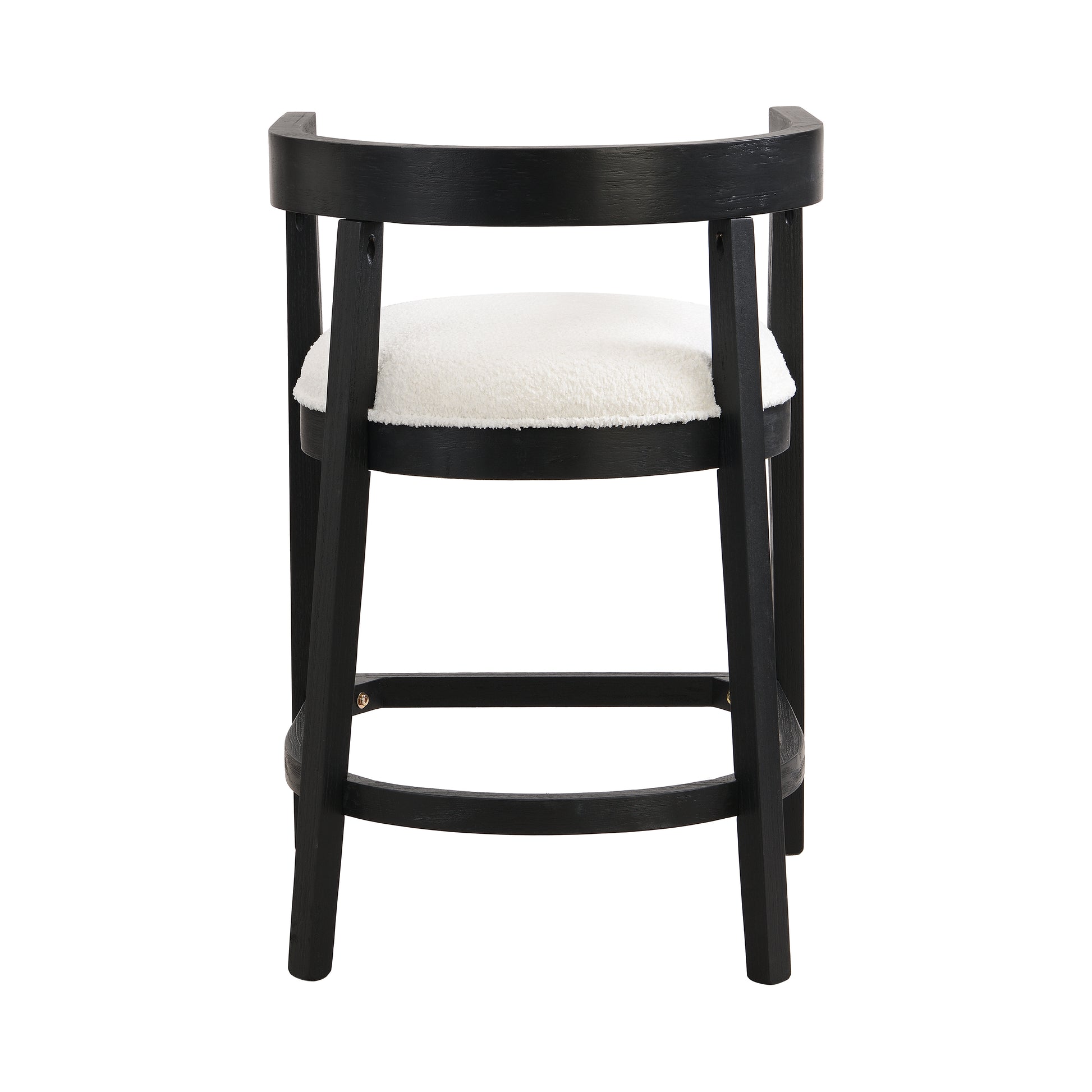 Beige Black Counter Stool Set of 2 - Rubberwood Dining Chairs for Dining Room