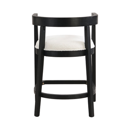 Beige Black Counter Stool Set of 2 - Rubberwood Dining Chairs for Dining Room