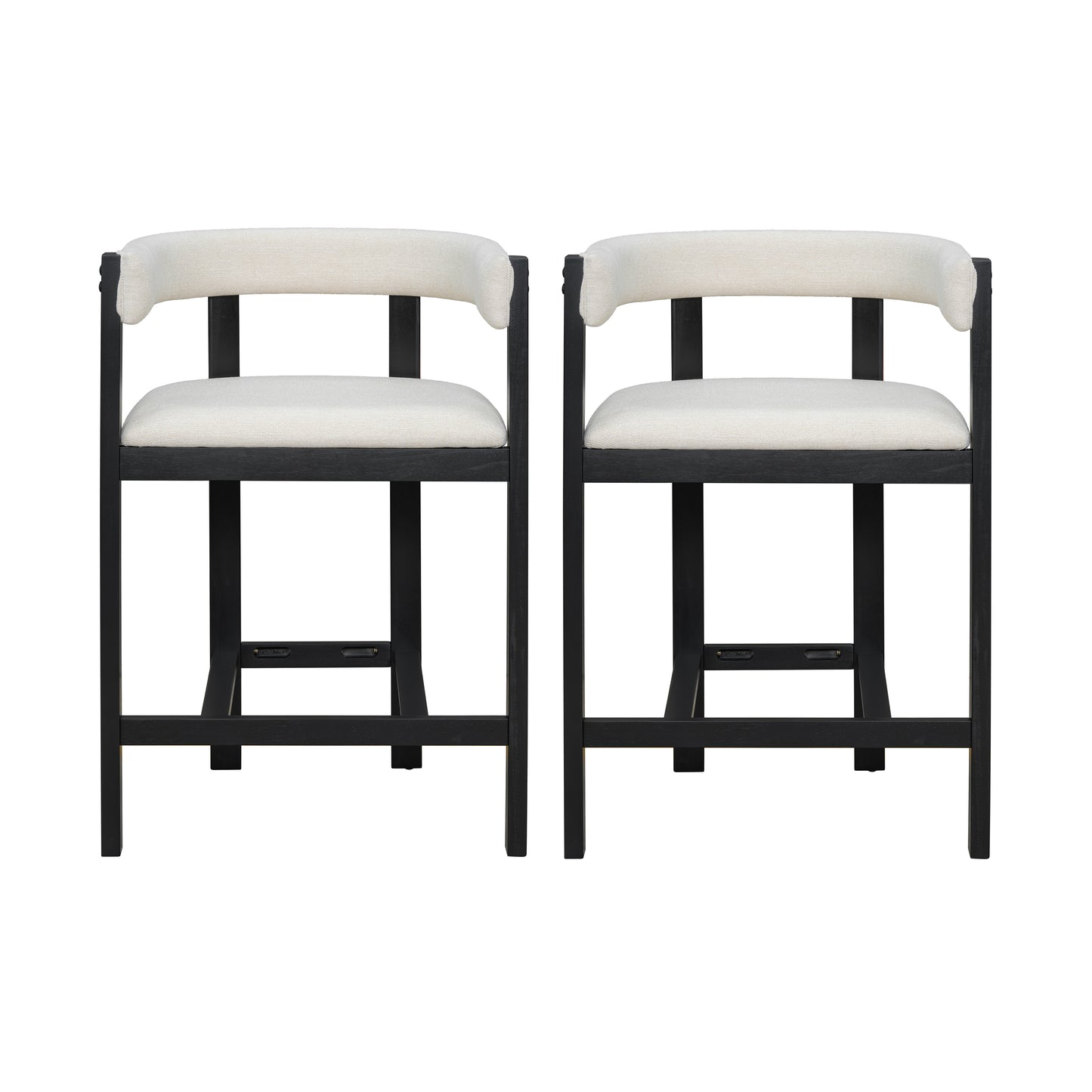 Beige Black Round Bar Stools Set of 2