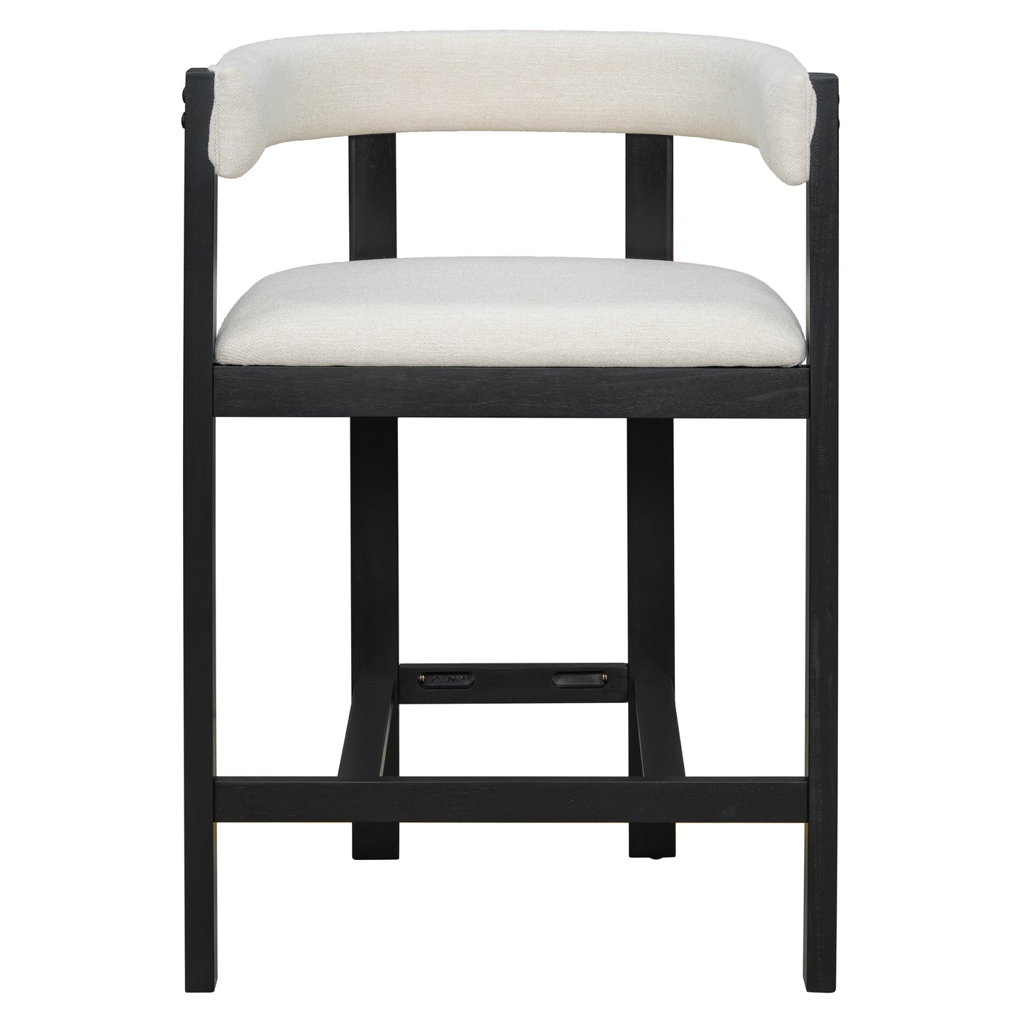 Beige Black Round Bar Stools Set of 2