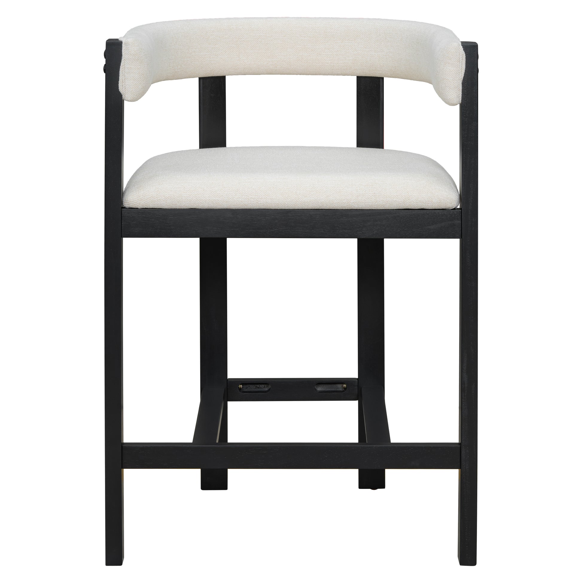 Beige Black Round Bar Stools Set of 2