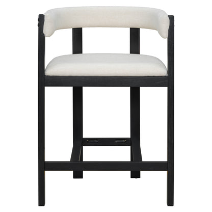 Beige Black Round Bar Stools Set of 2