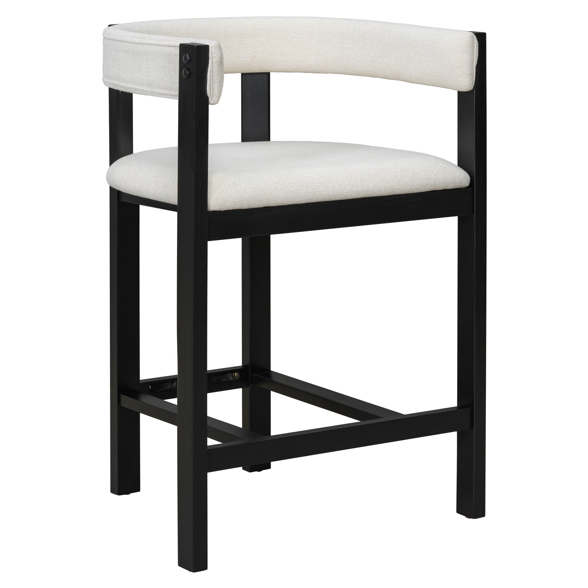 Beige Black Round Bar Stools Set of 2