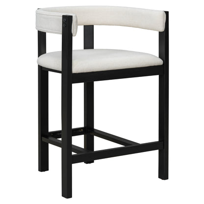 Beige Black Round Bar Stools Set of 2