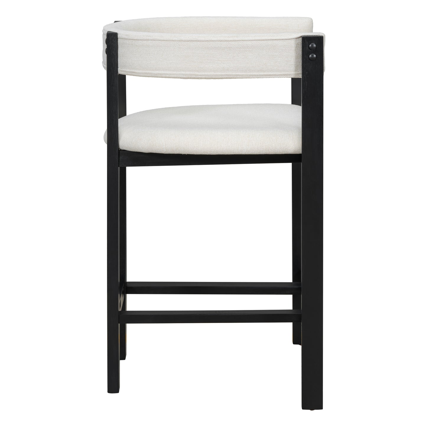 Beige Black Round Bar Stools Set of 2