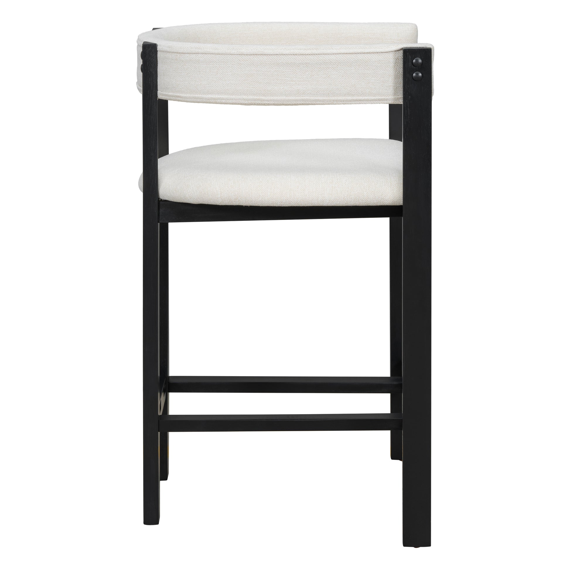 Beige Black Round Bar Stools Set of 2