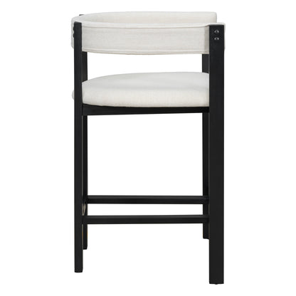 Beige Black Round Bar Stools Set of 2
