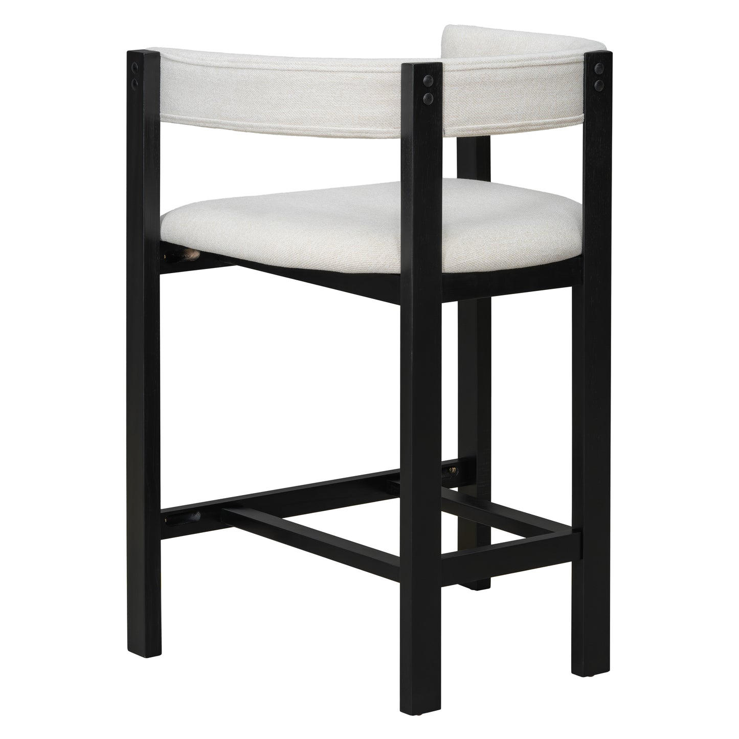 Beige Black Round Bar Stools Set of 2
