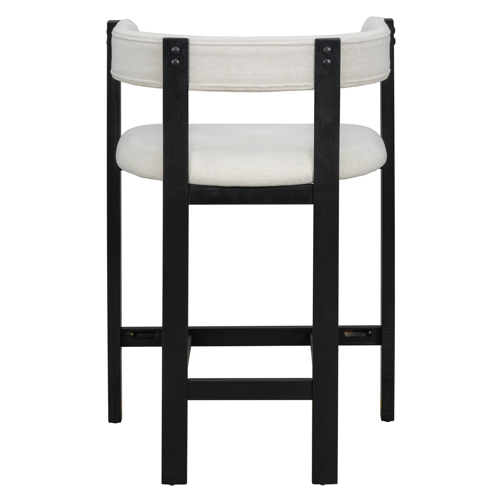 Beige Black Round Bar Stools Set of 2