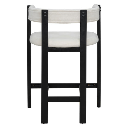 Beige Black Round Bar Stools Set of 2