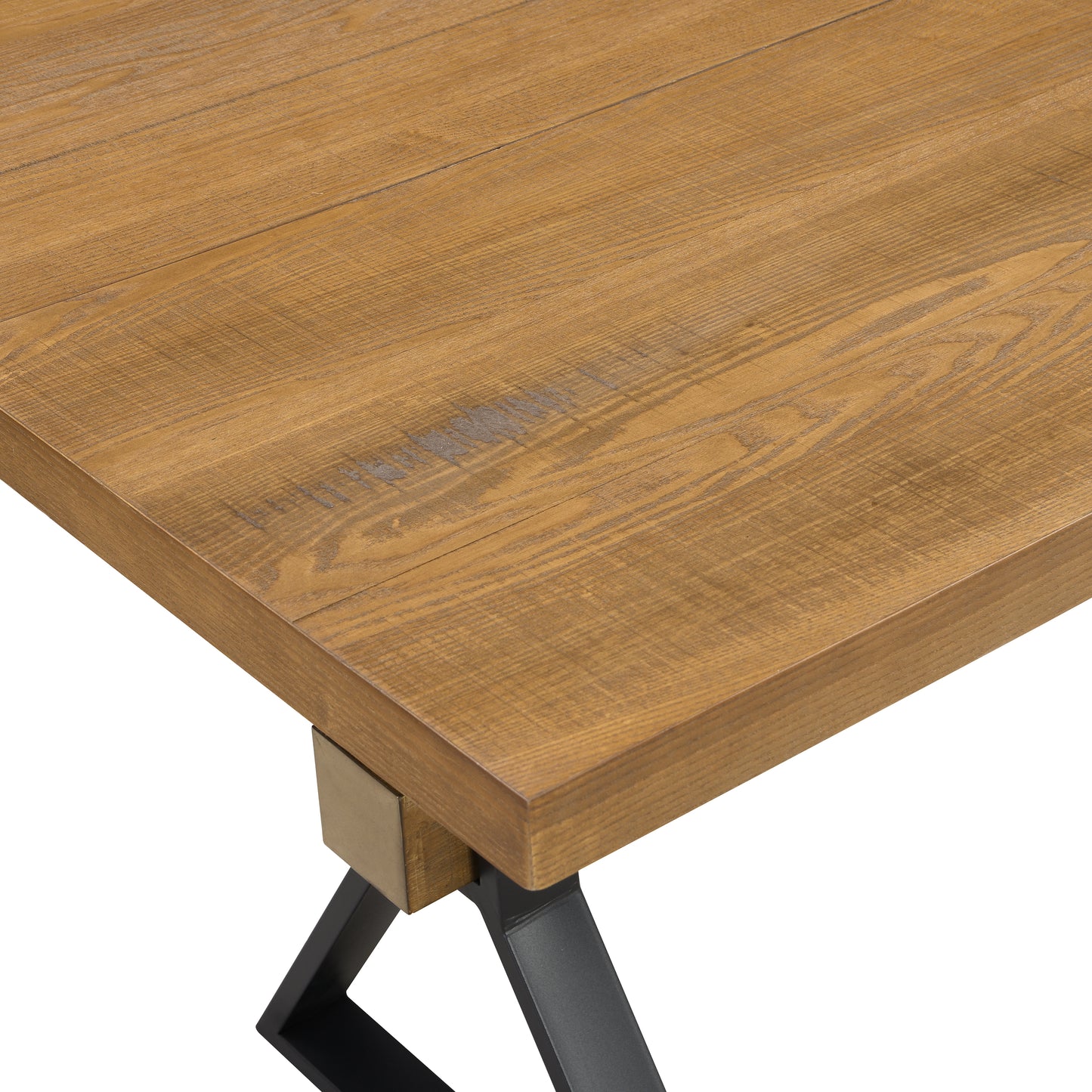 Brown X-Leg Dining Table with Iron Frame for Kitchen Decor