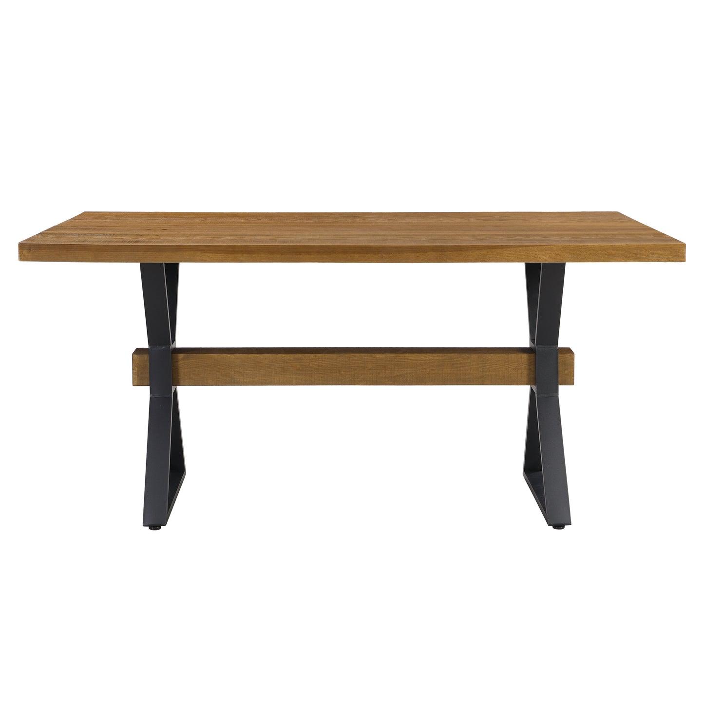 Brown X-Leg Dining Table with Iron Frame for Kitchen Decor