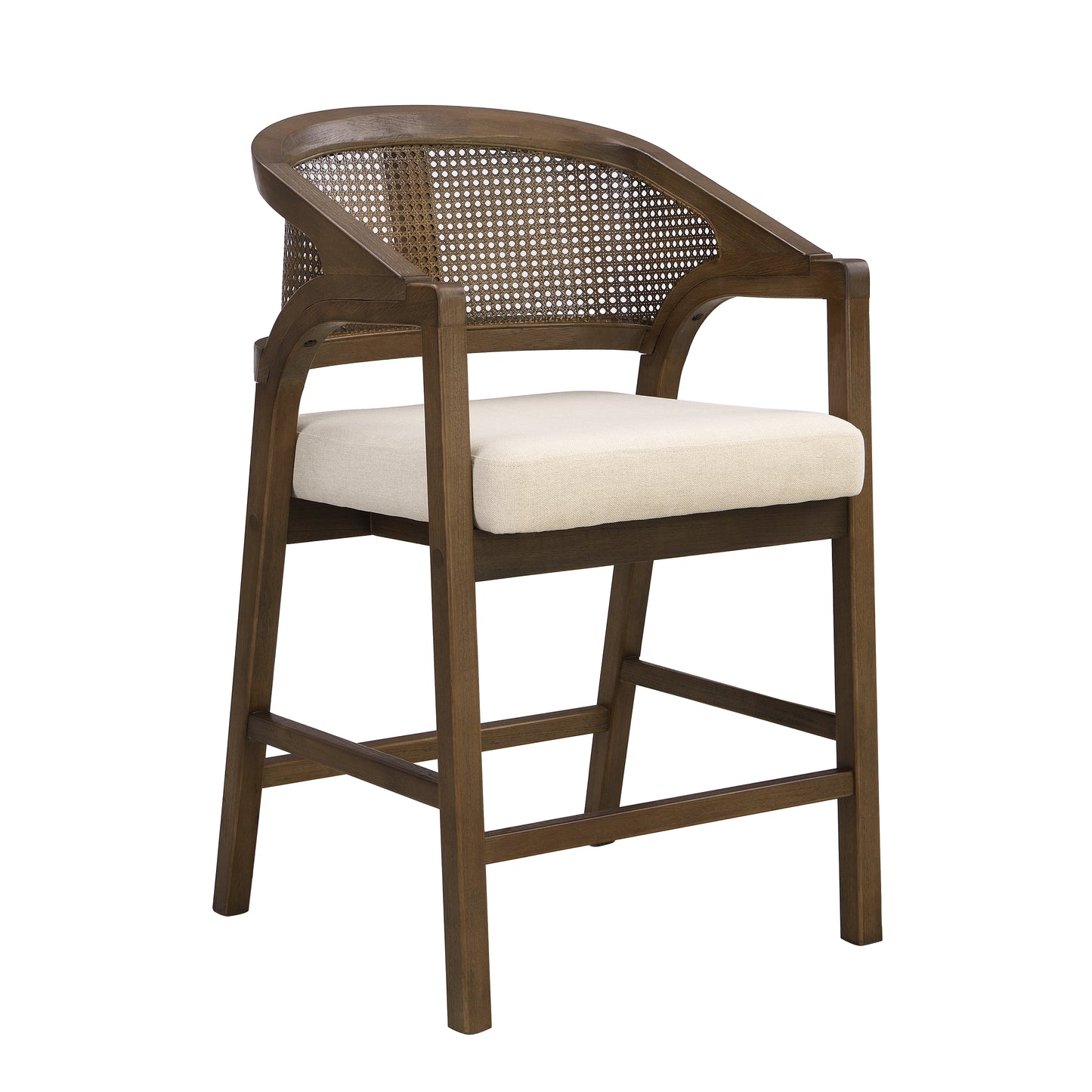 Walnut Rattan Counter Stools Set of 2 for Kitchen Dining