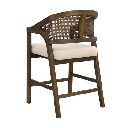 Walnut Rattan Counter Stools Set of 2 for Kitchen Dining