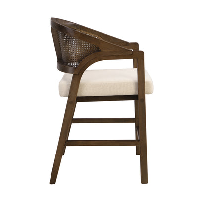 Walnut Rattan Counter Stools Set of 2 for Kitchen Dining