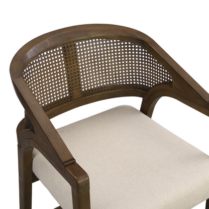 Walnut Rattan Counter Stools Set of 2 for Kitchen Dining