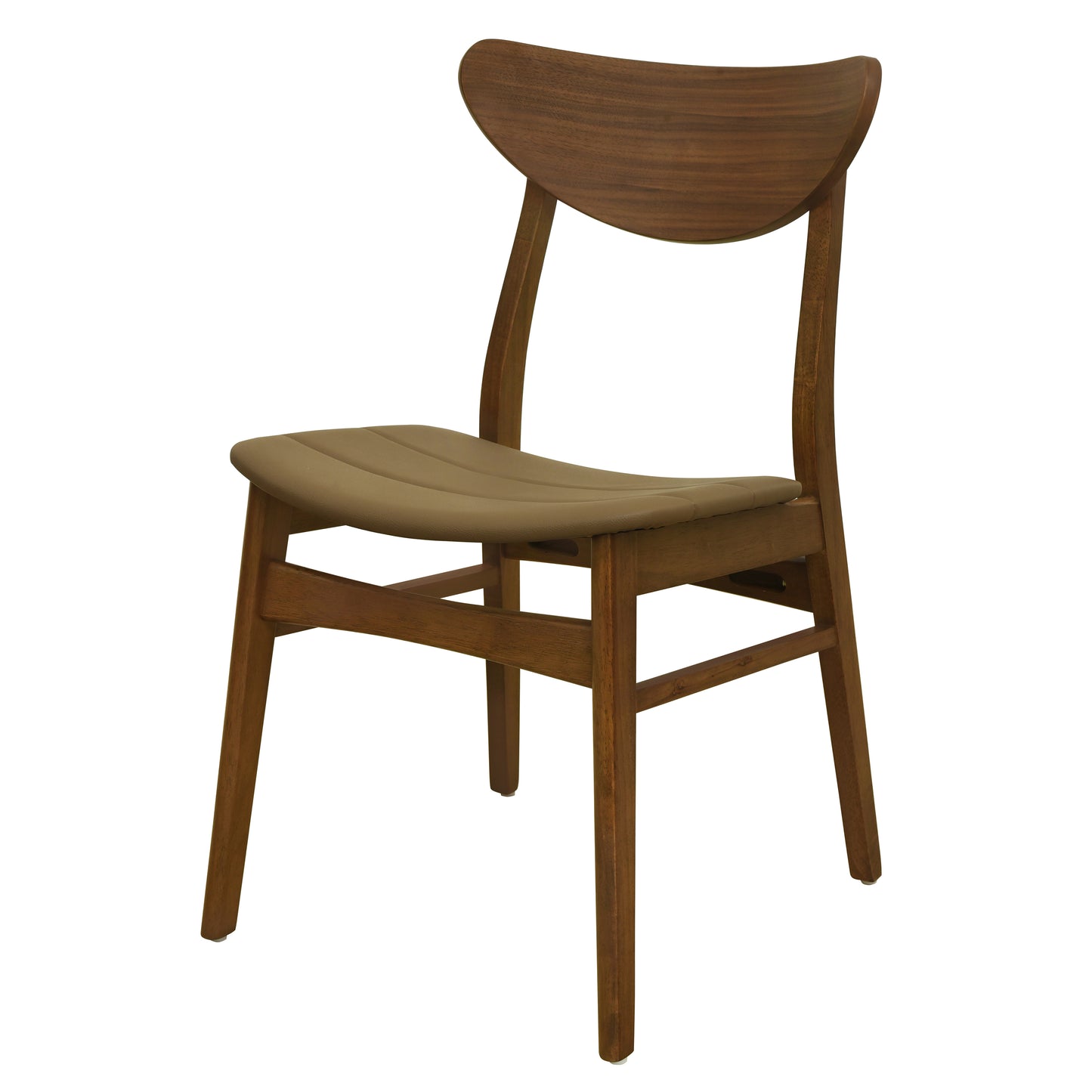 Mid-Century Dining Chair Set of 2 in Brown PU Leather