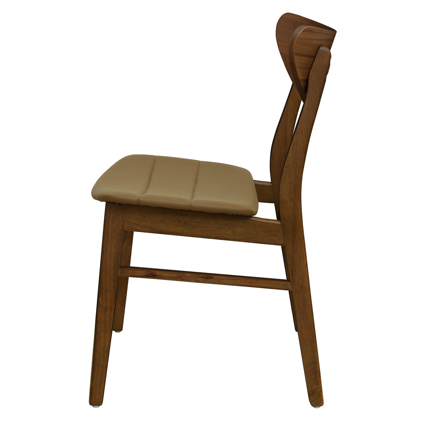 Mid-Century Dining Chair Set of 2 in Brown PU Leather