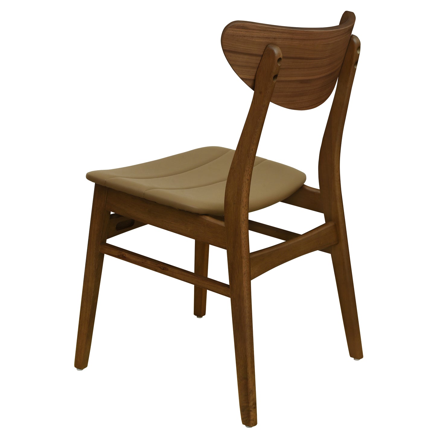 Mid-Century Dining Chair Set of 2 in Brown PU Leather