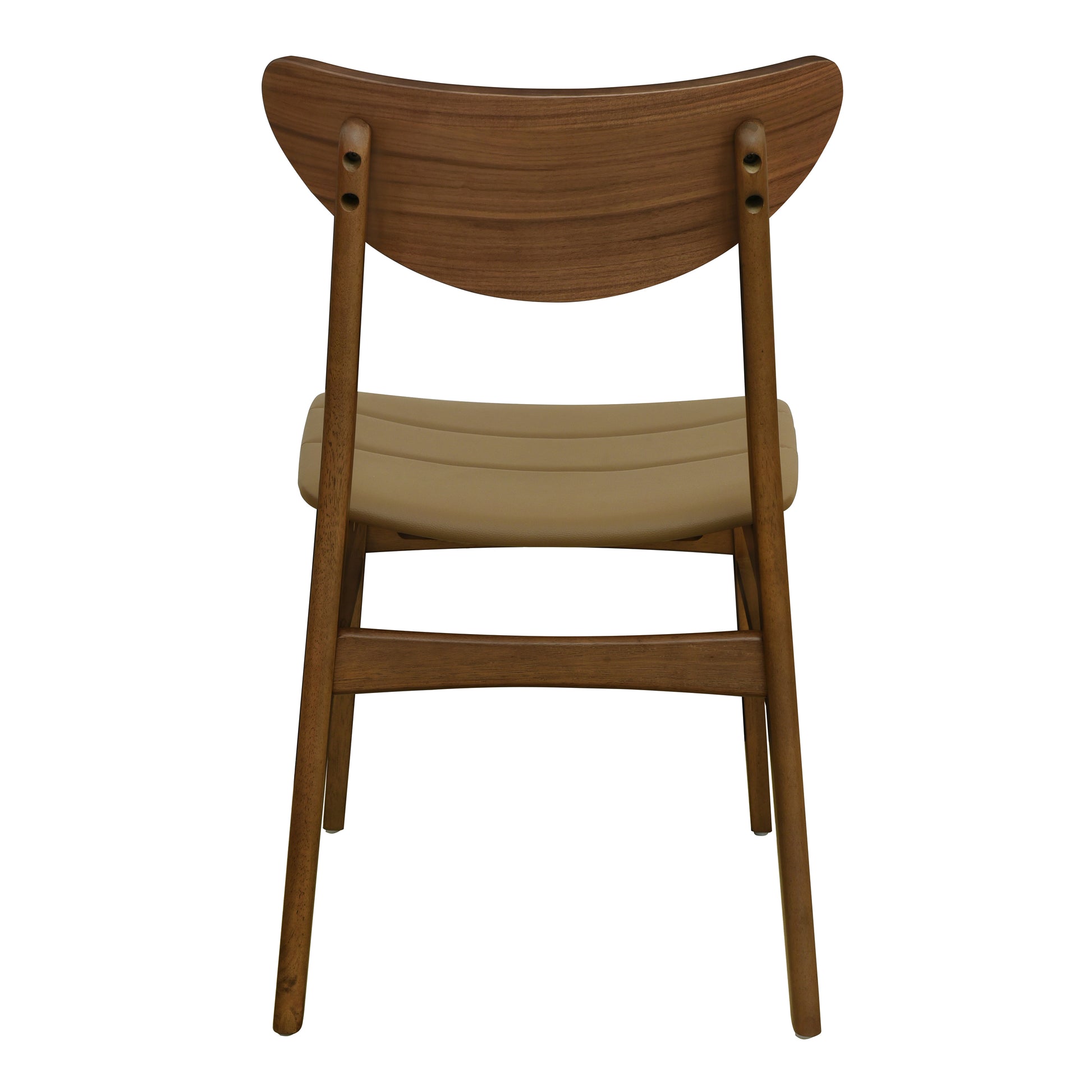 Mid-Century Dining Chair Set of 2 in Brown PU Leather