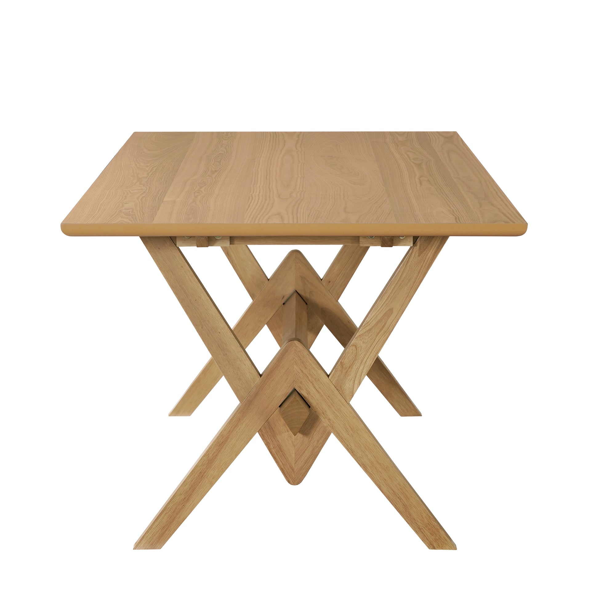 63" Double V Dining Table - Natural Rubberwood