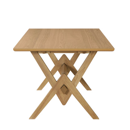 63" Double V Dining Table - Natural Rubberwood