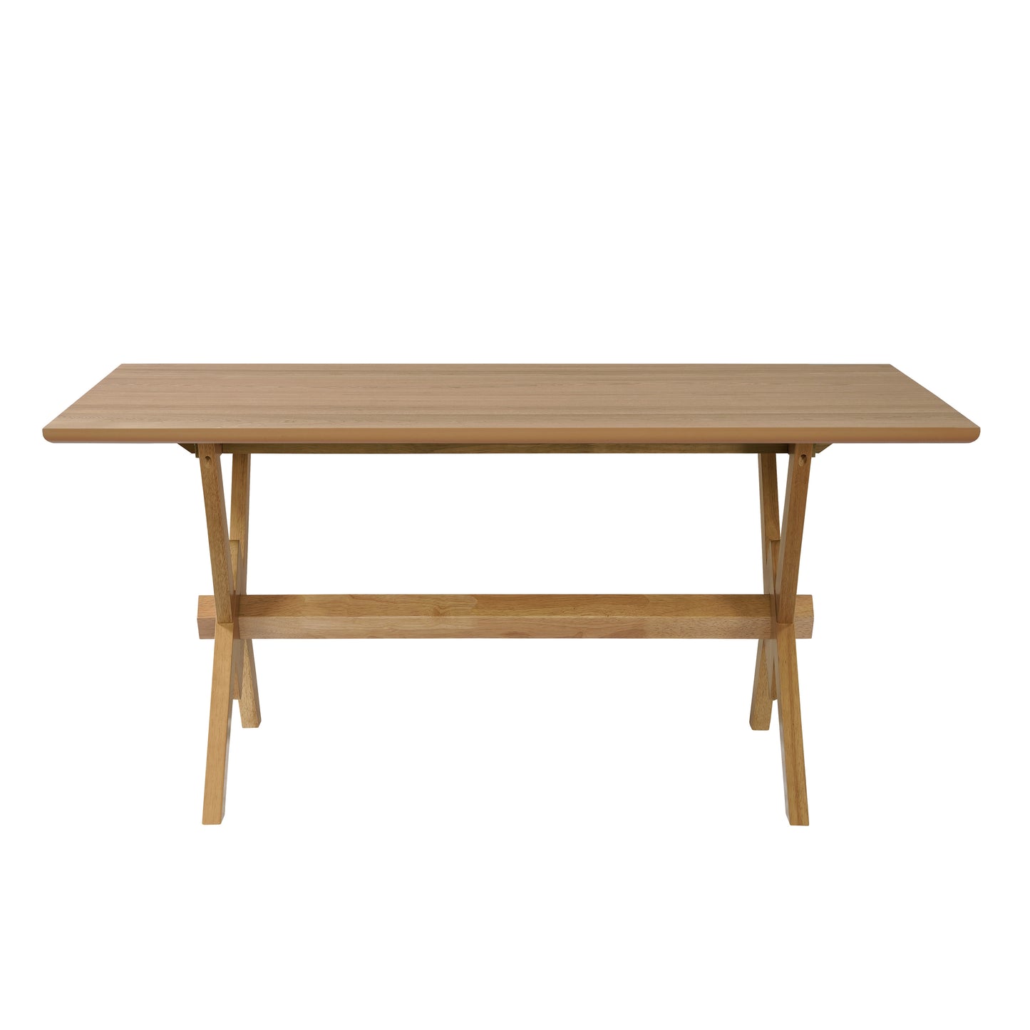 63" Double V Dining Table - Natural Rubberwood