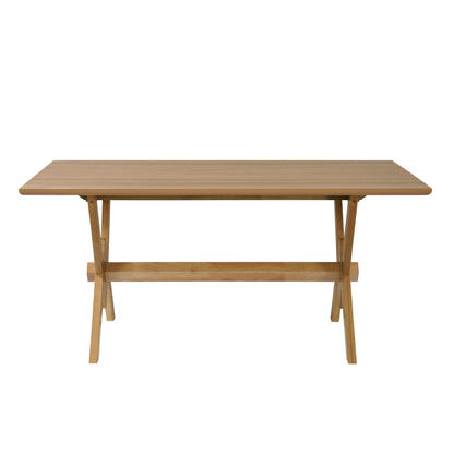 63" Double V Dining Table - Natural Rubberwood
