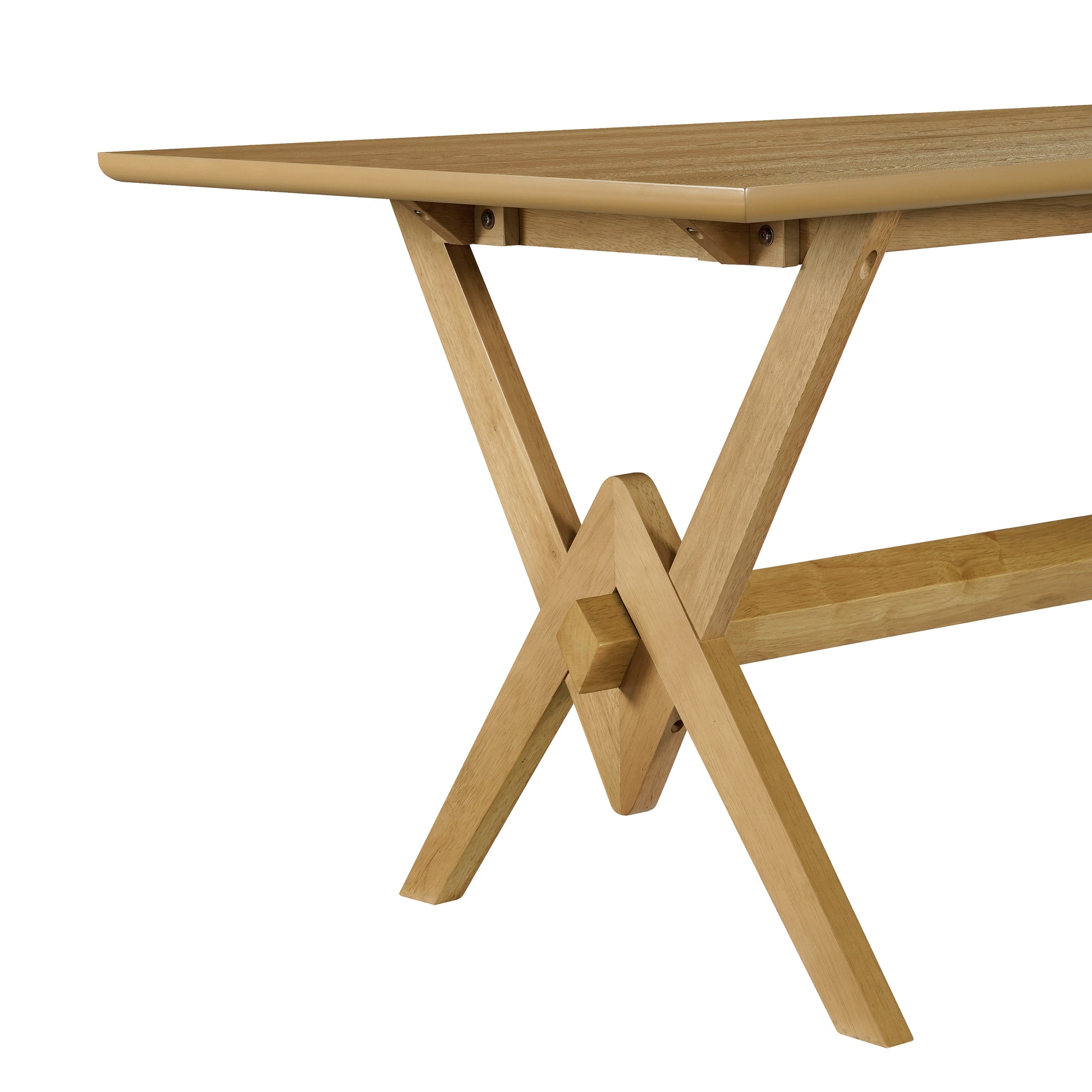 63" Double V Dining Table - Natural Rubberwood