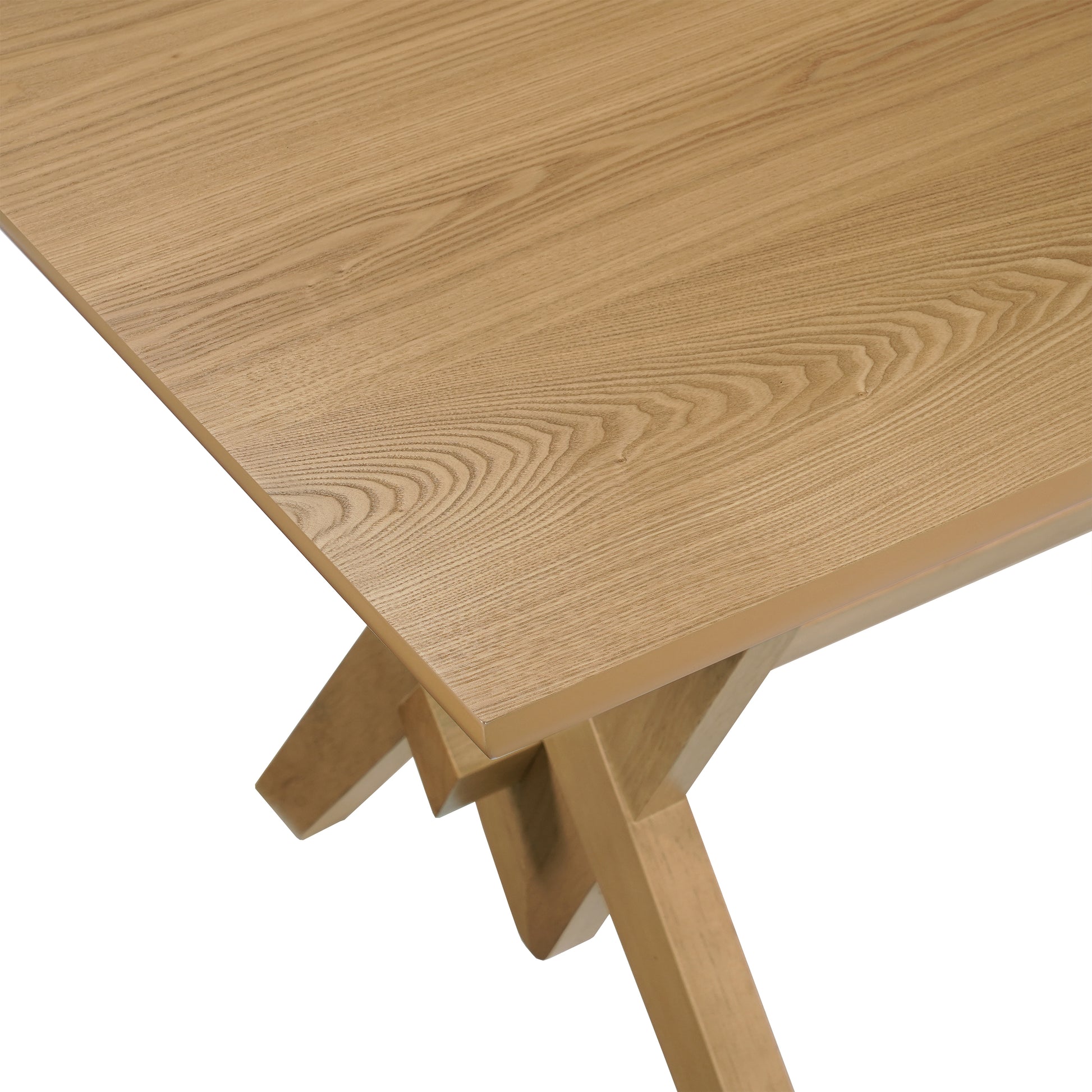 63" Double V Dining Table - Natural Rubberwood