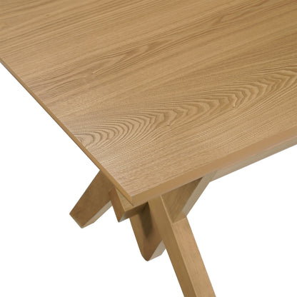 63" Double V Dining Table - Natural Rubberwood