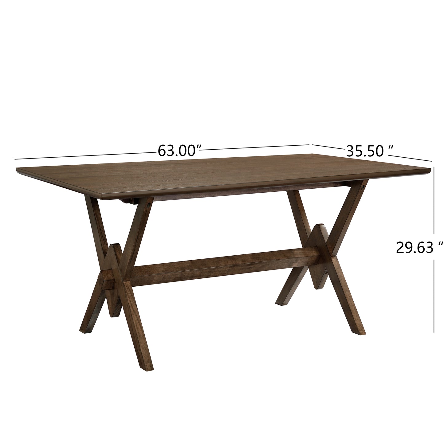 63" Double V Dining Table - Walnut Finish