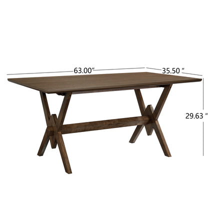63" Double V Dining Table - Walnut Finish
