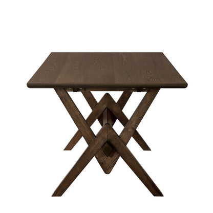 63" Double V Dining Table - Walnut Finish