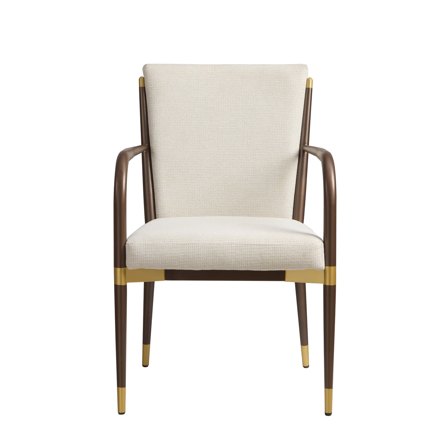 Modern Brown Beige Dining Arm Chairs - Set of 2