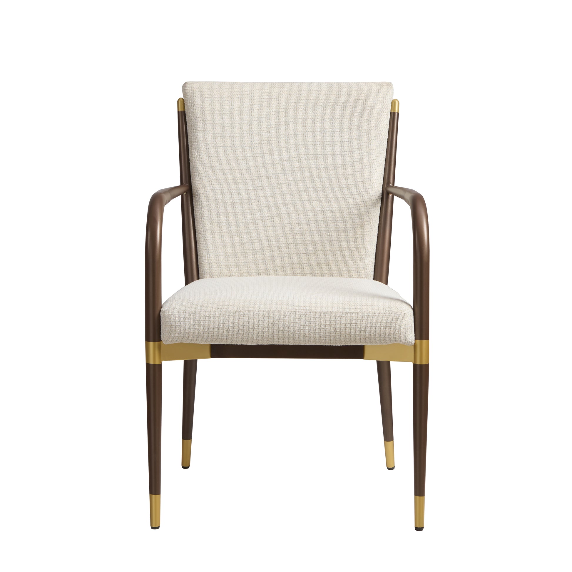 Modern Brown Beige Dining Arm Chairs - Set of 2