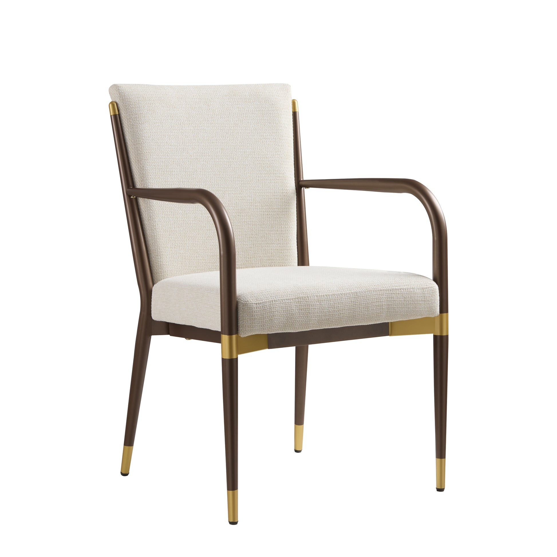 Modern Brown Beige Dining Arm Chairs - Set of 2