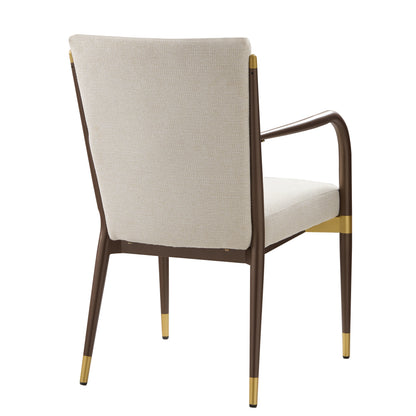 Modern Brown Beige Dining Arm Chairs - Set of 2